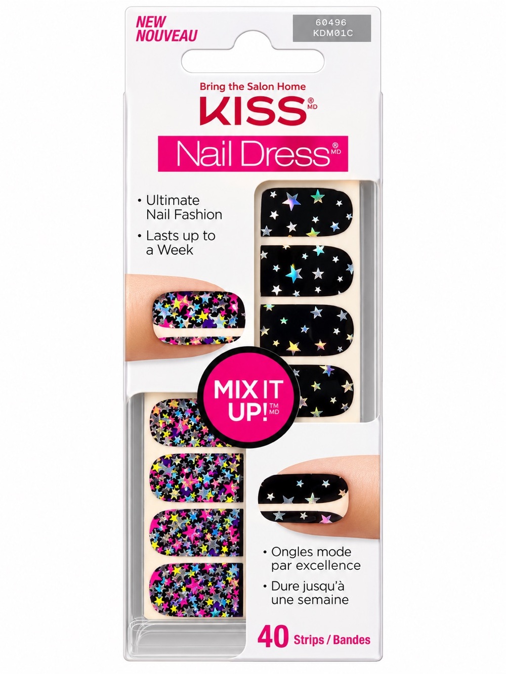 Kiss Nail Dress Nail Stickers - Black with Multicolor